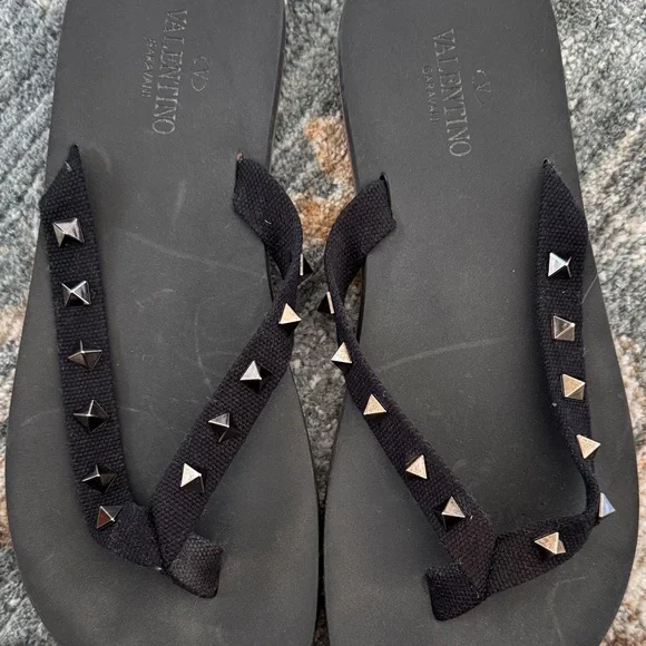 Valentino Black Sandals with Silver Studs - Picture 2 of 5